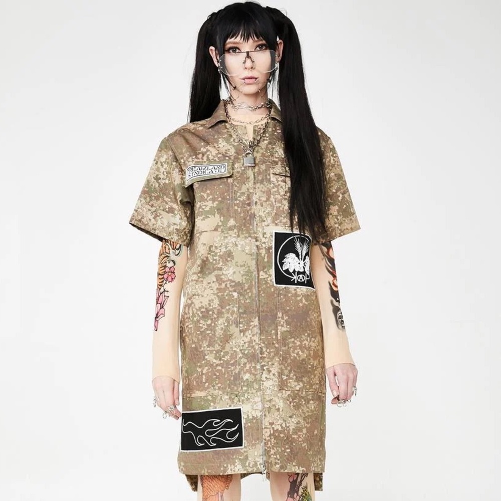 Dreamland Syndicate Patchwork Camo Zipper Dress